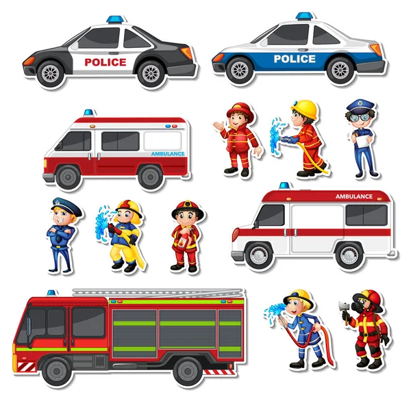 Sticker Set Professions Characters Object — Stock Vector