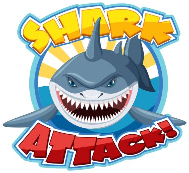 Köpekbalığı saldırısı illüstrasyonları için yazı tipi tasarımı