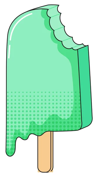 Green Popsicle Melting Stick Illustration — Stock Vector