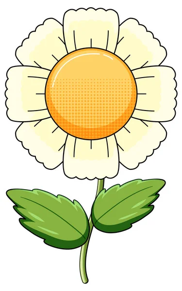 葉のイラスト付きの白い花 — ストックベクタ