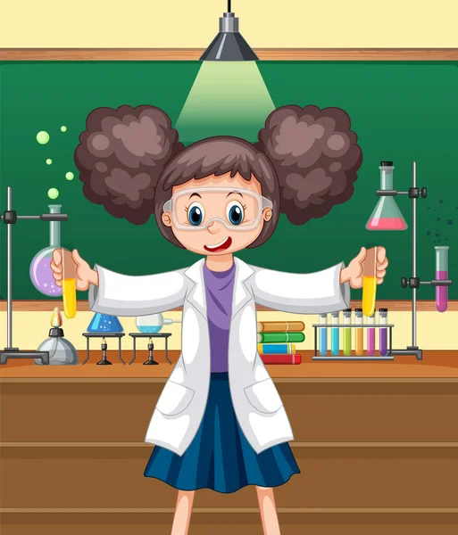 Cartoon Girl Science Teacher
