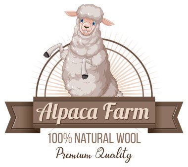 Yün ürünleri illüstrasyonu için Alpaca tarım logosu