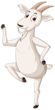 Tek ayak üzerinde duran beyaz bir keçi