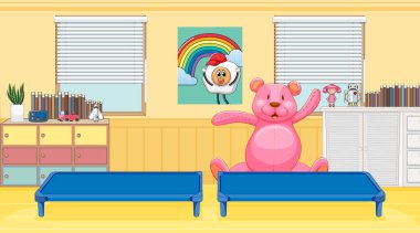 Oyuncak ve tablo resimli boş oda