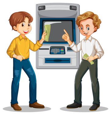 İki adam ATM çiziminden para çekti