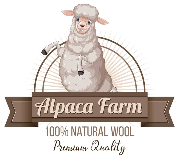 Yün ürünleri illüstrasyonu için Alpaca tarım logosu