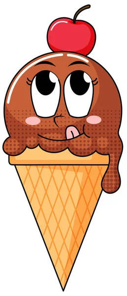 Ice Cream Cartoon Character White Background Illustration — Stock Vector