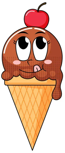 Personaje Dibujos Animados Helado Sobre Fondo Blanco Ilustración — Vector de stock