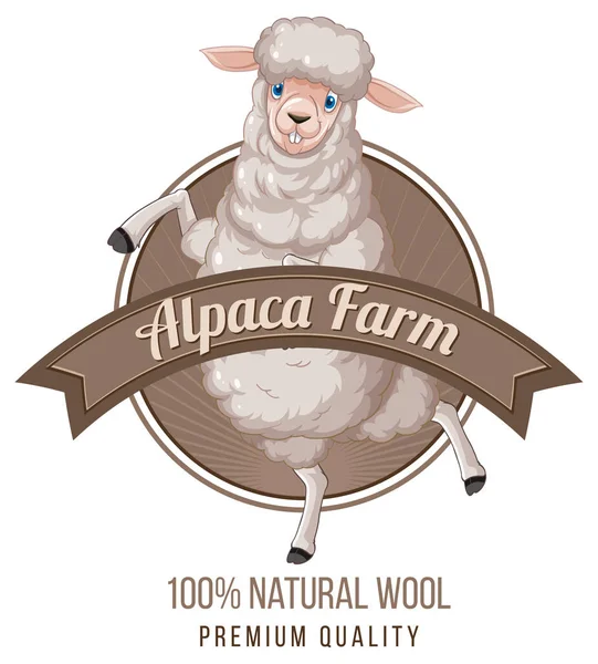 Yün ürünleri illüstrasyonu için Alpaca tarım logosu