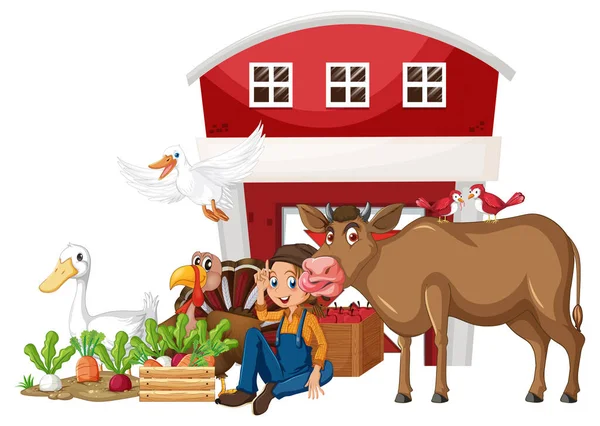 Çiftçi ve hayvan örnekleriyle çiftçilik teması
