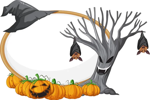 Üres Táblát Denevér Halloween Téma Illusztráció — Stock Vector