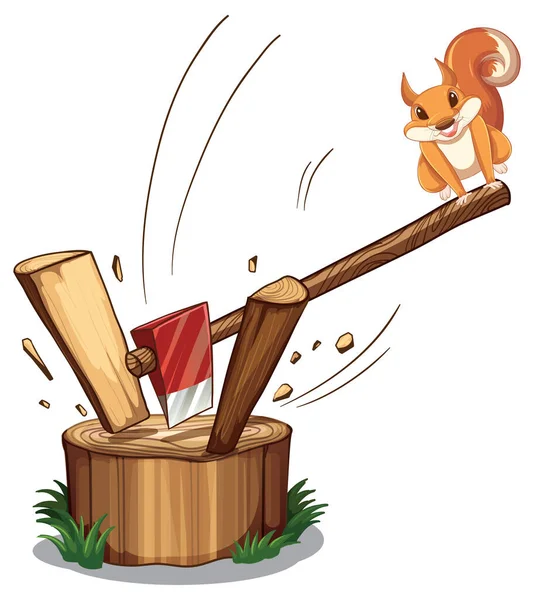 Bonito Esquilo Animal Cartoon Ilustração —  Vetores de Stock