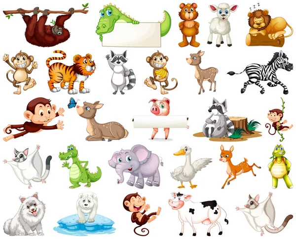 Σύνολο Των Ζωικών Καρτούν Εικονογράφηση Χαρακτήρων — Διανυσματικό Αρχείο