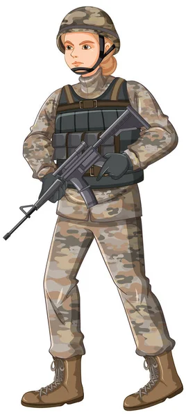 Soldier Uniform Cartoon Character Illustration — Vetor de Stock