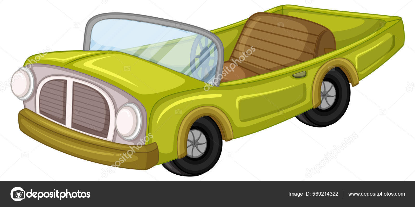 carro de brinquedo de madeira. ilustração desenhada à mão em