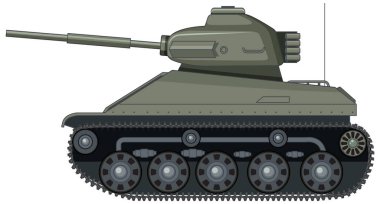 Military battle tank on white background illustration