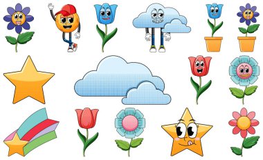 Beyaz arkaplanda klasik yemek karikatürü olan yüz ifadesi.