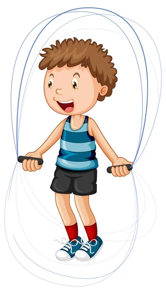 Cartoon Girl Jumping Rope Illustration — ストックベクタ