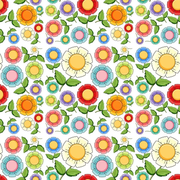 Diseño Fondo Sin Costuras Con Ilustración Flores Colores — Archivo Imágenes Vectoriales