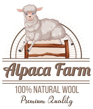 Yün ürünleri illüstrasyonu için Alpaca tarım logosu