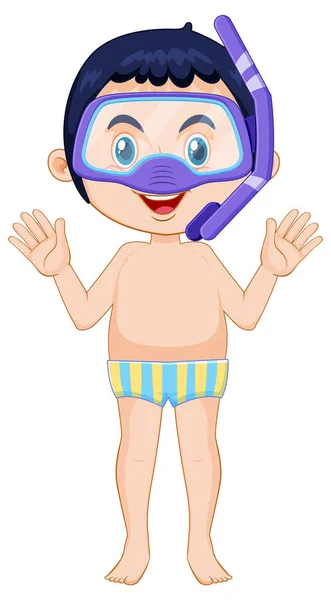 Niño Usando Snorkel Usando Traje Baño Ilustración — Vector de stock