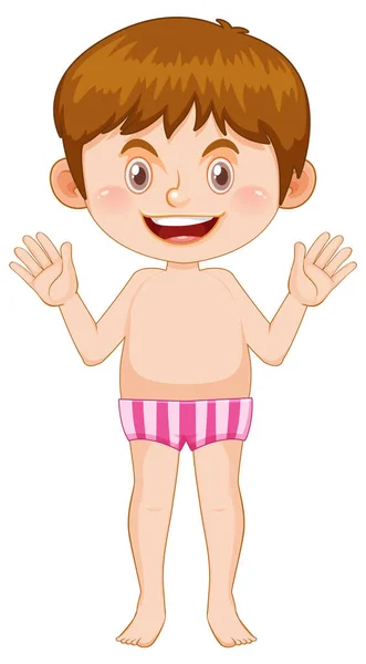 Boy Wearing Swimming Suit Cartoon Character Illustration — Stock Vector