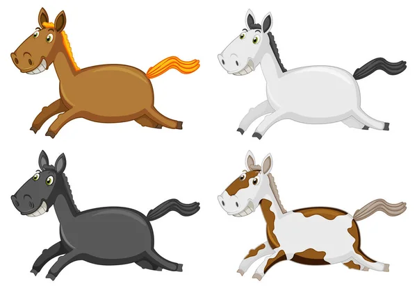Hardlopen Paard Cartoon Witte Achtergrond Illustratie — Stockvector