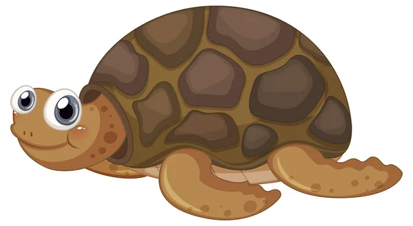 Schattige Schildpad Cartoon Karakter Witte Achtergrond Illustratie — Stockvector