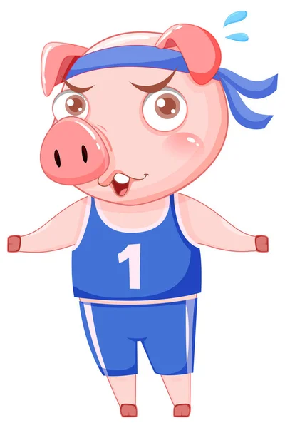 Cute Pig Cartoon Character Working Out Illustration — Stock Vector