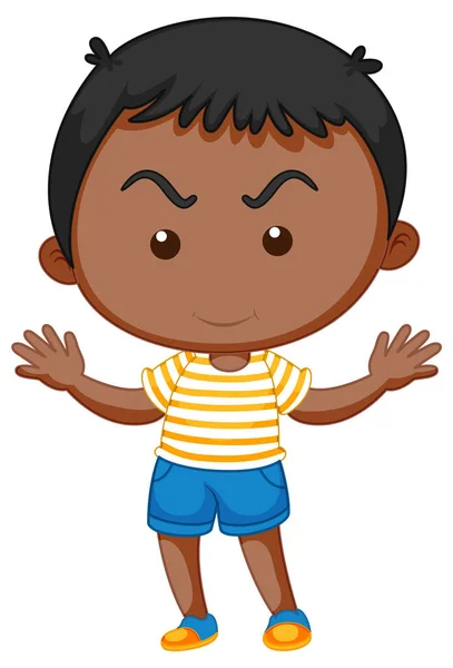 Cute Boy Cartoon Character White Background Illustration — ストックベクタ