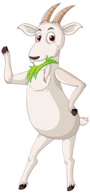 White goat standing on two legs illustration