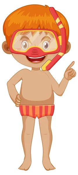 Menino Usando Snorkel Usando Roupa Banho Ilustração —  Vetores de Stock