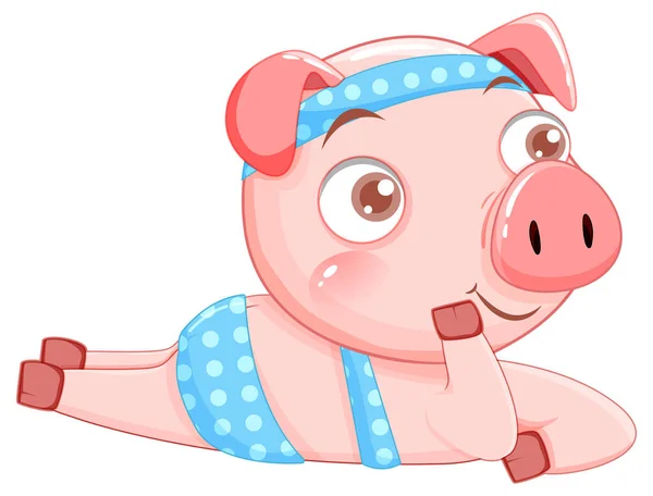 Cute Pig Cartoon Character Wearing Bikini Illustration — Stock Vector