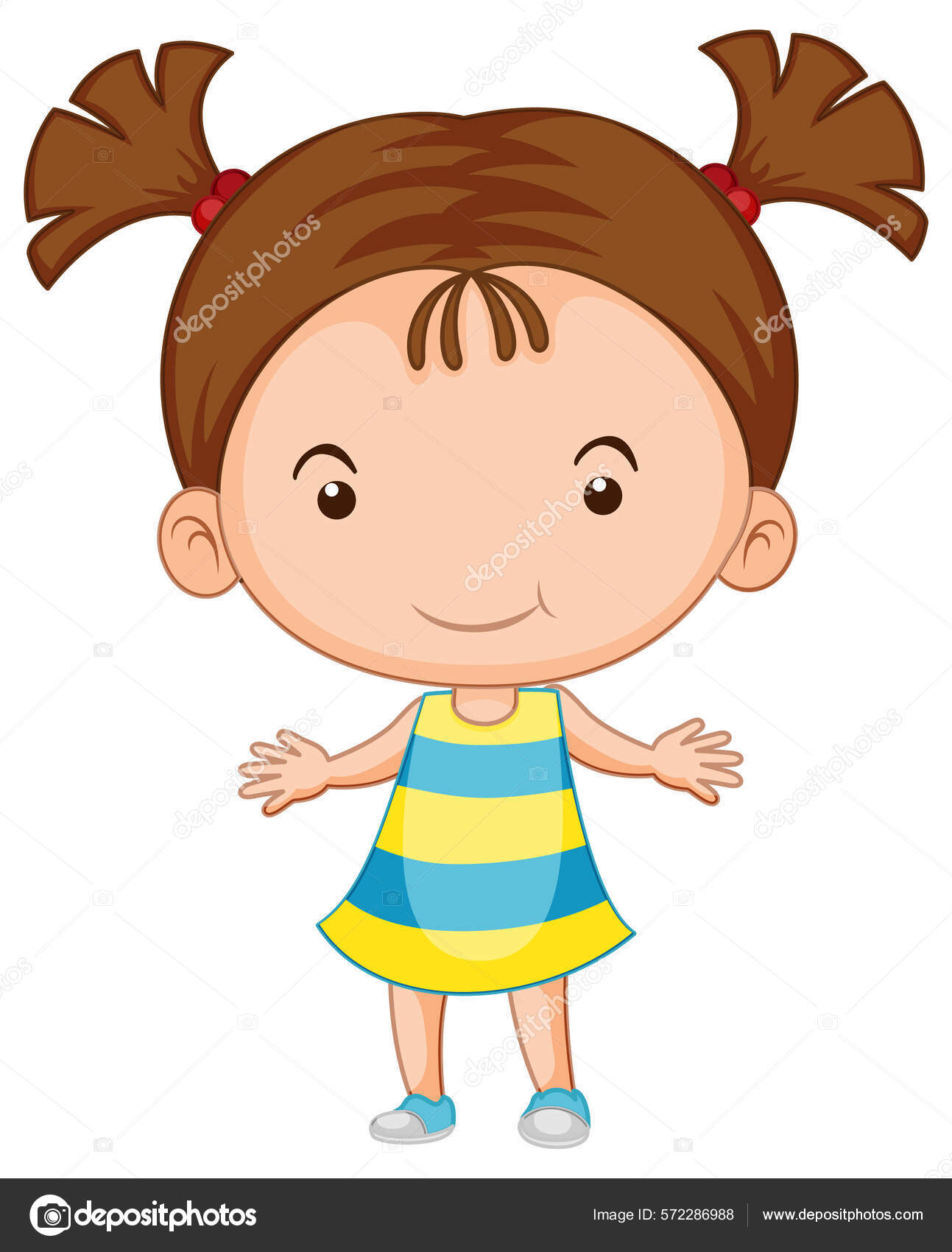 Cute Girl Cartoon Character White Background Illustration Stock Vector ...