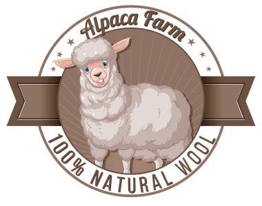 Yün ürünleri illüstrasyonu için Alpaca tarım logosu