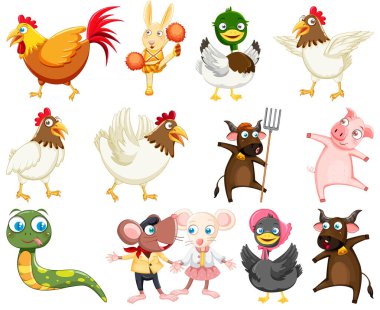 Sevimli hayvanlar mutlu gülümseme çizim ile