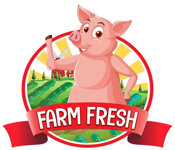 Pig Farm Fresh Logo Pork Products Illustration — ストックベクタ