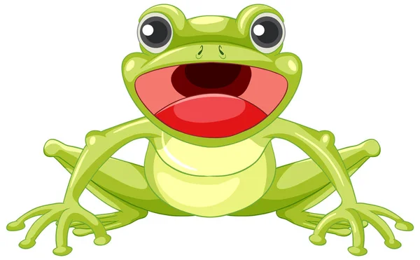 Cute Green Frog Cartoon Character Illustration — Stock Vector