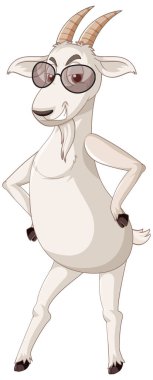 Beyaz keçi iki ayak üzerinde duruyor.