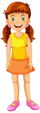Little girl in yellow shirt illustration