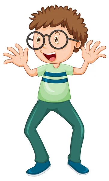 Nerd Chico Dibujo Animado Carácter Ilustración — Vector de stock