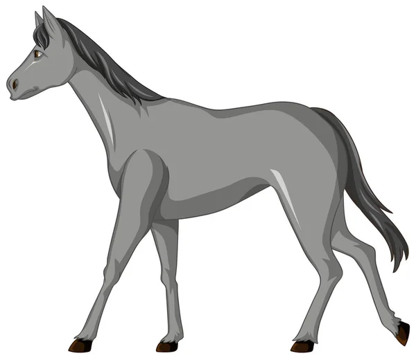 Grey Horse Walking Cartoon Illustration — ストックベクタ