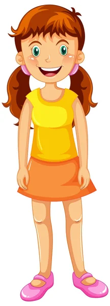 Little Girl Yellow Shirt Illustration — Vetor de Stock