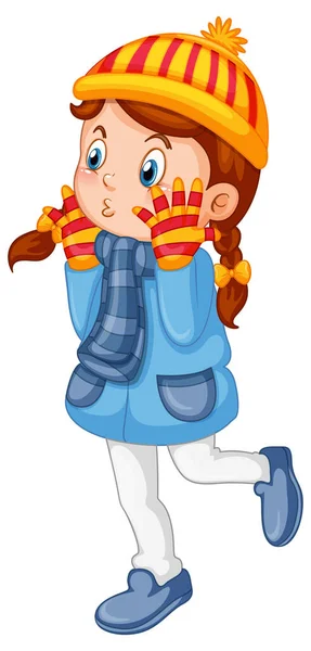 Cute Girl Winter Outfit Cartoon Illustration — Wektor stockowy