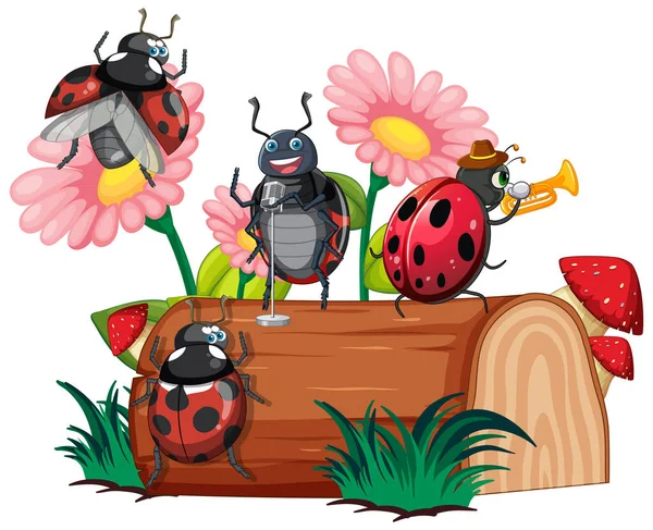 Glückliches Insekt Der Natur Märchenszene Illustration — Stockvektor
