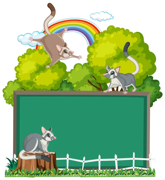 Frame Design Three Sugar Gliders Garden Illustration — Διανυσματικό Αρχείο