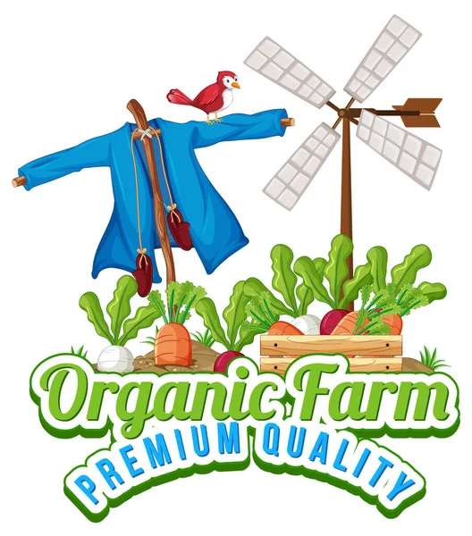 Logo Design Slovy Ekologické Farmy Ilustrace — Stockový vektor