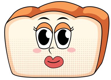 Beyaz arkaplan illüstrasyonunda bir ekmek çizgi karakteri