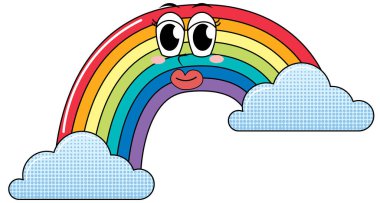 Beyaz arkaplan illüstrasyonunda gökkuşağı çizgi karakteri