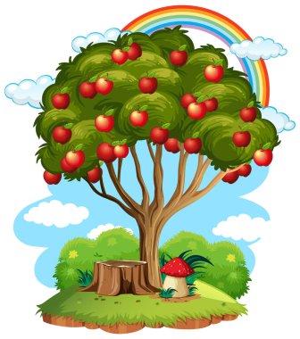 Apple tree in nature illustration